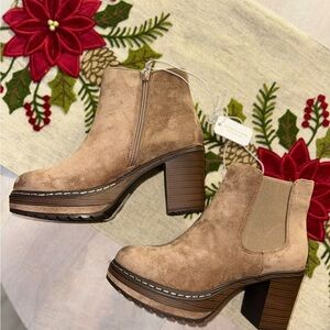 Tan Suede Women's Ankle Boots
